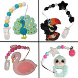 Bird Flamingo Silicone Teether Chewing Toy Pacifier Clip VARIETY