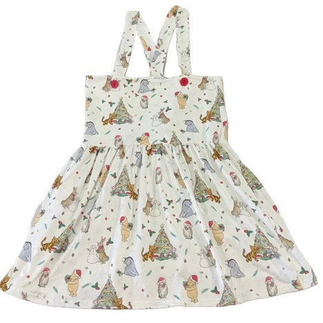 Happy Holidays Little Bear Jumper Skirt Dress with POCKETS