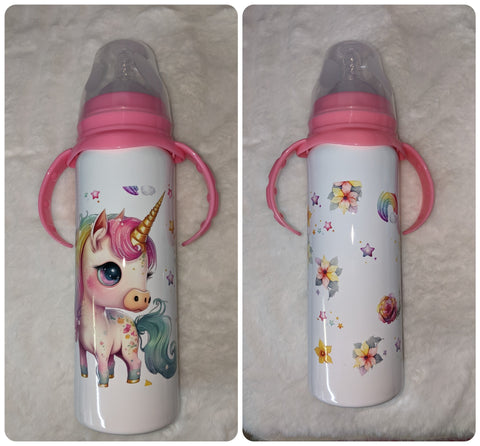 Unicorn New 8 Ounce Stainless Steel Bottle With Handle