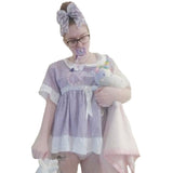 Embroidered Baby Seersucker Purple & White Dress