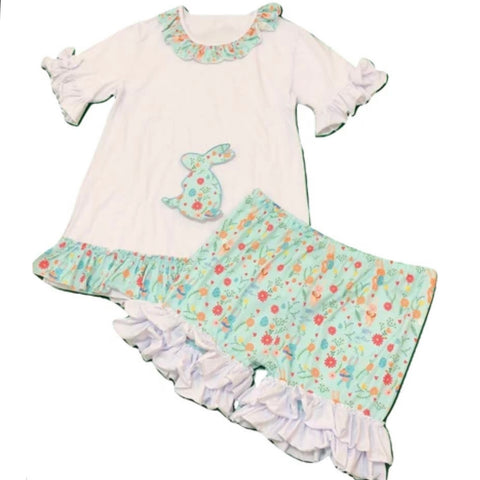 DISCONTINUED Easter Bunny 2pc short Sleeve Dress & Matching Shorts Outfits xxs