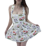 Suspender Mushrooms Jumper Skirt Dress *