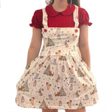 Happy Holidays Christmas Little Bear Suspender Skirt Dress