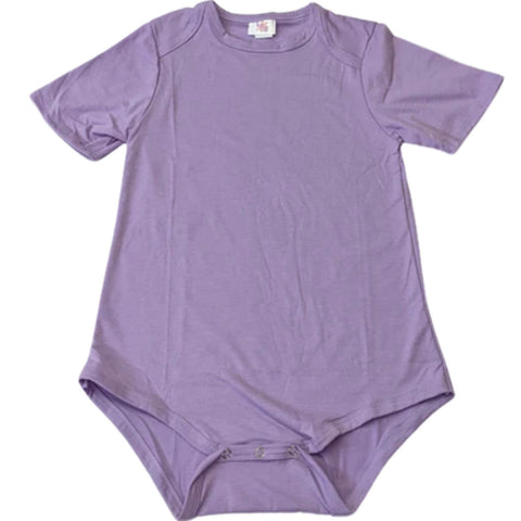 Soft Purple Plain Short Sleeve Cotton Bodysuit Clearance