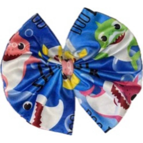 Cartoon Sharks Fabric Hair Bow