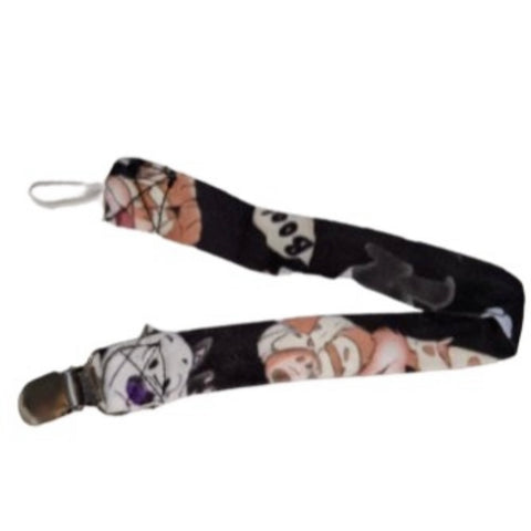 TRICK & TREAT KITTY PUPPY Matching Fabric Pacifier Clips  Clearance