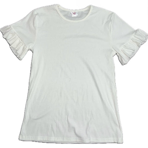 White ribbed Puff Sleeve Adult shirt