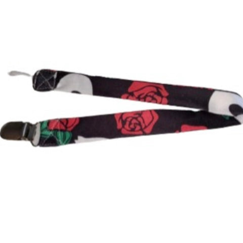 Skull & roses Matching Fabric Pacifier Clips  Clearance