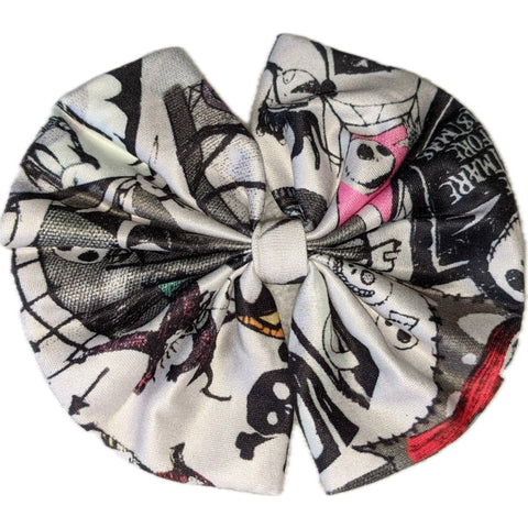 Skull Fabric Hair Bow