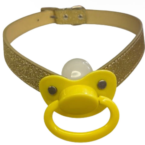 Pacifier Gag New ABDL Adult Pacifier Gag Yellow & Gold Clearance