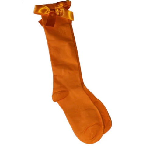 Ribbon Bow Socks Orange with Orange Bows