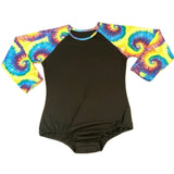 DISCONTINUED Long Sleeve Tie Dyed Raglan Bodysuit Clearance xxs only