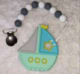 Sailboat Silicone Teether Chewing Toy Pacifier Clip