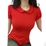 Red Cotton Collared Bodysuit