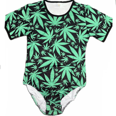 Cannabis Leaves Short Sleeve Bodysuit