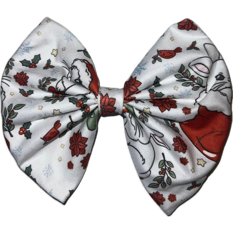 Holiday Bunny Fabric Hair Bow ^