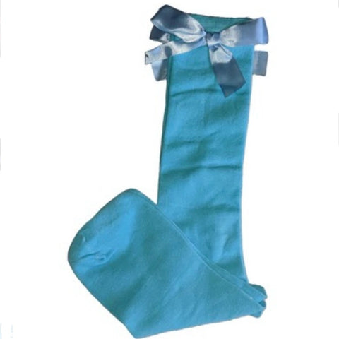 Ribbon Bow Socks Blue with Blue Bows