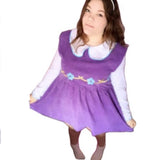 Corduroy Purple Floral Jumper Dress