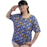Squishyabdl Blue and Orange Camouflage Cotton Bodysuit