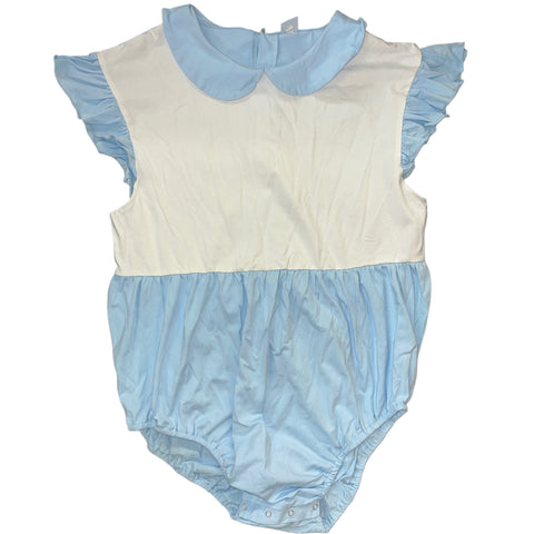 Second Chance Blue & White Cotton Collared Bodysuit 2x