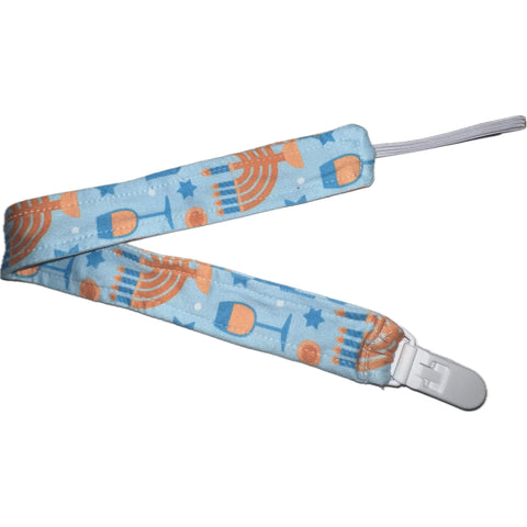 Happy Hanukkah Fabric Pacifier Clips