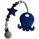 Sea Ocean Critters Silicone Teether Chewing Toy Pacifier Clip