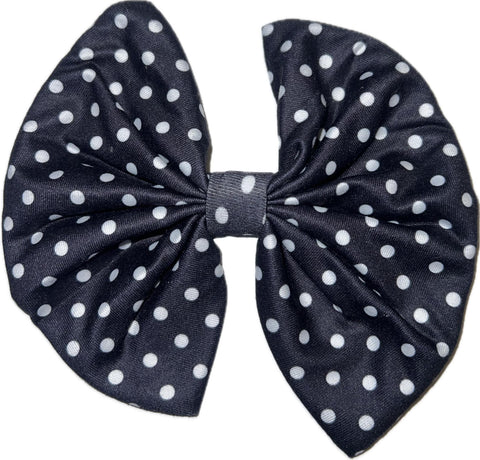 Black White Dots 6" Boutique Fabric Hair Bow