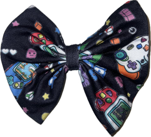 Video Game Over 4" Boutique Fabric Hair Bow