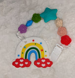 Rainbow SILICONE TEETHER CHEWING TOY PACIFIER CLIP