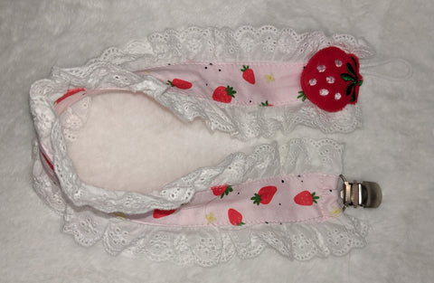 Strawberry Plush Ruffle Deluxe Pacifier Clip
