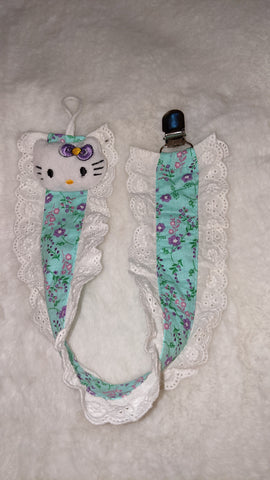 Kitty Plush Ruffle Deluxe Pacifier Clip