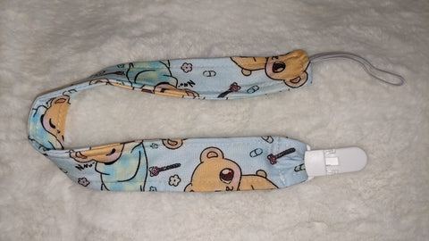 UNDER THE WEATHER BEAR Matching Fabric Pacifier Clips