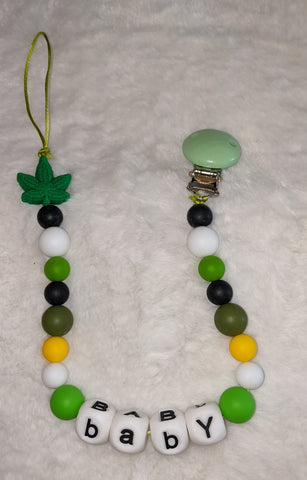 Cannabis Baby SILICONE TEETHER CHEWING PACIFIER CLIP XLarge