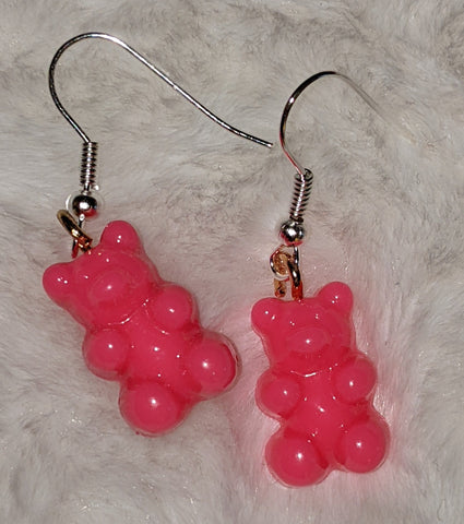 Boutique Earrings Gummy Bears Hot Pink