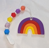 Rainbow SILICONE TEETHER CHEWING TOY PACIFIER CLIP