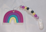 Rainbow SILICONE TEETHER CHEWING TOY PACIFIER CLIP