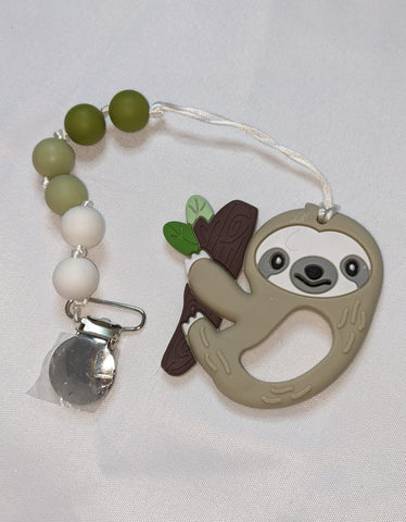Sloth SILICONE TEETHER CHEWING TOY PACIFIER CLIP TC3100