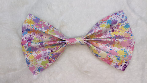 Paint synthetic leather Hair Bows Large 6.5" - 7"
