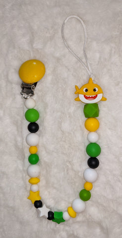 Yellow Shark SILICONE TEETHER CHEWING PACIFIER CLIP XLarge PC1004