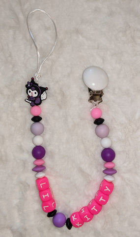 Kitty? Bunny? Lil Kitty SILICONE TEETHER CHEWING PACIFIER CLIP XLarge PC1010