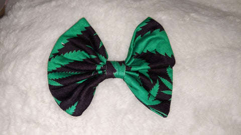 Cannabis Leaves Boutique Fabric Hair Bow