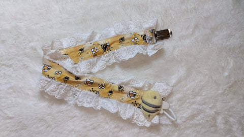 Bees Plush Ruffle Deluxe Pacifier Clip
