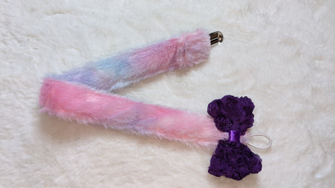 Pink Monster Fur Plush Ruffle Deluxe Pacifier Clip