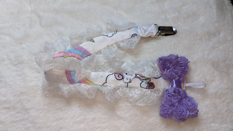 Prancing Ponies Plush Ruffle Deluxe Pacifier Clip