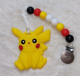 Poke Game Yellow SILICONE TEETHER CHEWING TOY PACIFIER CLIP