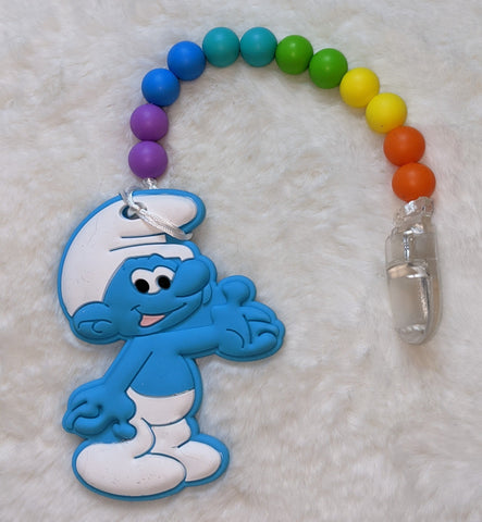 Blue Little Guy SILICONE TEETHER CHEWING TOY PACIFIER CLIP