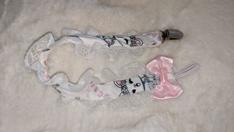 Princess Kitty Springtime Plush Ruffle Deluxe Pacifier Clip