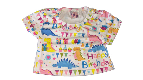 Pink Happy Birthday Dinosaur Stuffy Matching Shirt