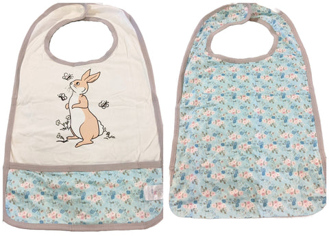 Adult Blue Lil Bunny Double Sided Bib with pocket