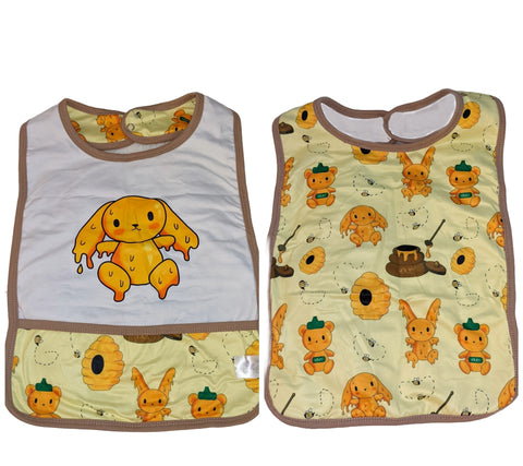 Hunny Bunny Double Sided Bib with front pocket